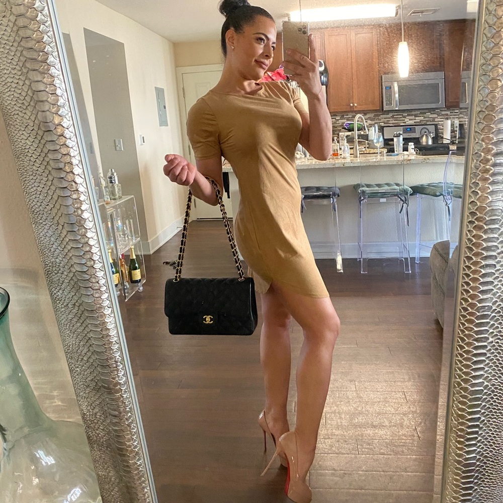 Small/Medium Nude Suede like material dress
